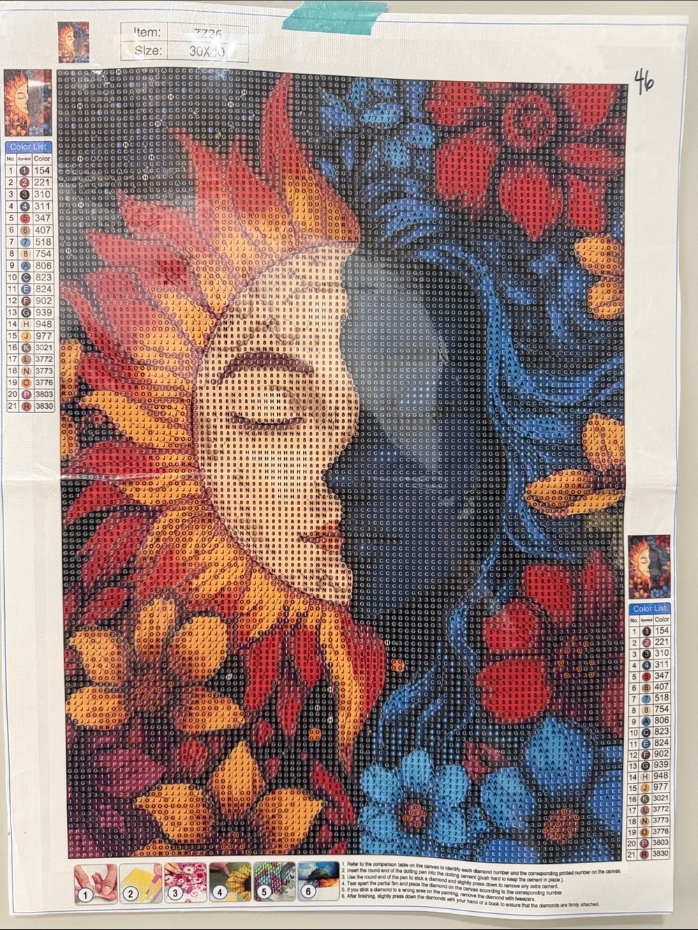 Sun & Moon Floral Mosaic Diamond Art Painting Kit 30x40cm